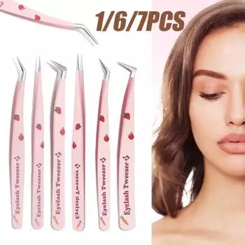 Пинцет для накладных ресниц Розовый Синий Нержавеющая сталь Антистатические тонкие изогнутые полоски 3D Пинцет для наращивания ресниц Инструменты для макияжа A1 Gold Feather