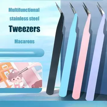 Пинцет для ресниц из нержавеющей стали Macarone Color Ручной сетчатый пинцет с толстым локтем Маникюрный пинцет Ручной сетчатый инструмент