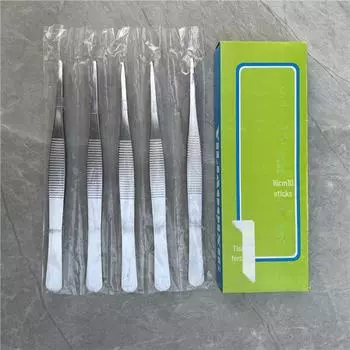 Пинцет для тканей из нержавеющей стали длиной 14 см с крючком — «крысиный зуб», для кожи, перевязки, зажима — зубчатый для точного выщипывания 12.5cm