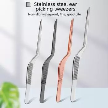 Пинцет из нержавеющей стали для чистки ушей - утолщенная прямая головка для чистки ушей 14cm (Round Head) серебряный