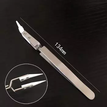 Пинцет из нержавеющей стали с антистатической кислотостойкой обратной керамической точной зажимной головкой small bent tip