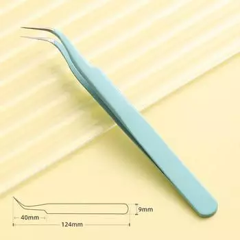 Пинцет из нержавеющей стали с прямым изогнутым кончиком для дизайна ногтей, наклейки, стразы, инструмент для сбора ресниц, пинцет «сделай сам» Curved Tip синий