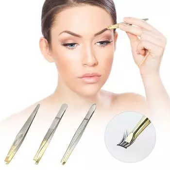 Пинцеты для бровей из нержавеющей стали, Пинцеты для наращивания ресниц, Пинцеты для удаления волос на лице, Для ухода за лицом, бровями и бородой One Size
