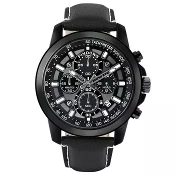PINDOWS водонепроницаемые аналоговые кварцевые наручные часы с хронографом, деловые повседневные часы с черным коричневым кожаным ремешком, мужские часы, мужские