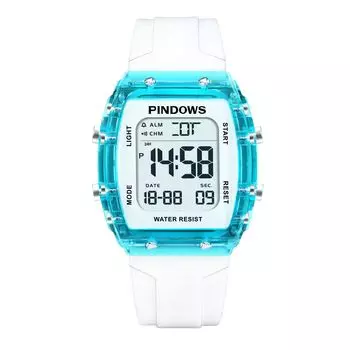 PINDOWS водонепроницаемые цифровые спортивные часы со светодиодной подсветкой для мужчин и женщин - хронограф, секундомер, будильник, календарь,