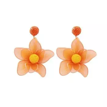 Pindudu Винтажные Преувеличенные Серьги с Большими Цветами из Цинкового Сплава Праздничная Мода Трендовые Серьги-Пуссеты Женские PD2251 оранжевый