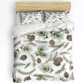 Pine Cones Christmas Printed Comfort Duvet Cover Pillow Case Home Textile Quilt Cover Boy Kid Teen Girl Luxury 3pcs Bedding Set EU single(135x200cm)