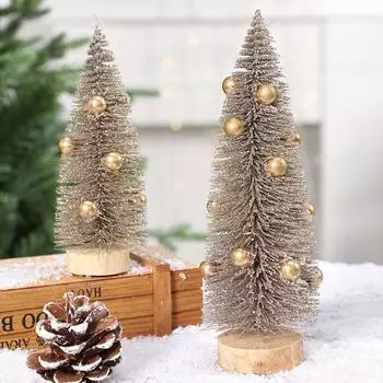 Pine Needle Powdered Mini Christmas Tree Snow Frost Small Pine Tree Diy Craft Desktop Decoration Christmas Ornaments 15*6cm
