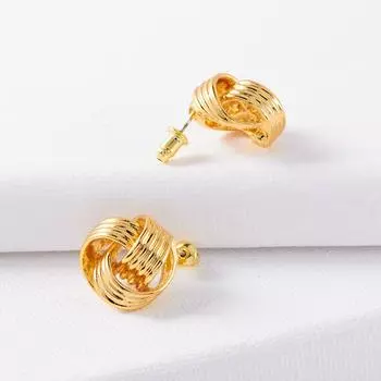 Pineapple knot twist earrings 925 sterling silver retro niche simple and versatile temperament commuting Qingdao earrings fashion золотой