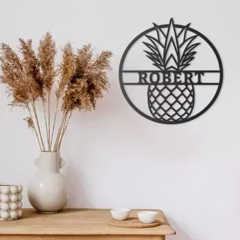 Pineapple Metal Art Wall Decoration - Black Wall Hanging for Kitchen, Bedroom, Living Room, Dining Room, Home Decor чёрный