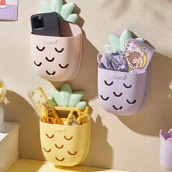 Настенный подвесной ящик для хранения ананаса, держатель без перфорации, подставка, стеллаж для мытья, многофункциональная корзина для хранения косметики