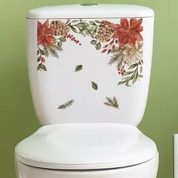 Наклейка на унитаз с листьями шишки, съемная самоклеящаяся водостойкая ПВХ гостиная, ванная комната, настенная художественная наклейка на крышку унитаза
