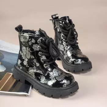 Пинетки для девочек новые зимние детские одинарные кожаные ботинки 21 чёрный