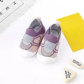 Пинетки с мягкой подошвой, детская обувь, новые, противоскользящие, для возраста 0-3 года, комнатная обувь против пинков, носки, сетчатый верх, обувь для младенцев, мальчиков и девочек, детские товары 11.5cm фиолетовый