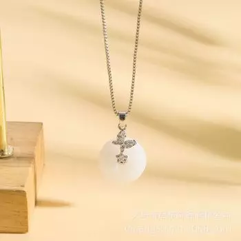 Ping An Buckle Necklace Women S Light Luxury Retro Guochao Inlaid White Jade Pendant Necklace