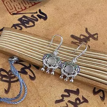 Ping An Lock Ear Hook Новые китайские легкие роскошные высококачественные серьги Серьги в национальном стиле Серьги для женщин