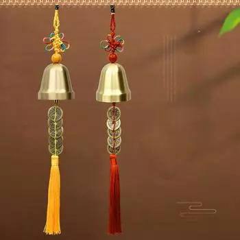 Ping An подвеска в виде колокольчика из чистой меди, подвеска в виде автомобильной атмосферы, медный колокольчик по фен-шуй, подвеска в виде медной монеты пяти императоров