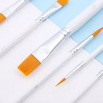 Pingfeng 6 деревянных перламутровых белых шестов с золотым хвостом, набор для рисования для студентов, нейлоновые акриловые масляные кисти белый