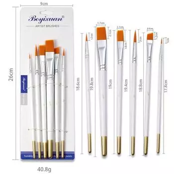 Pingfeng 6 деревянных перламутровых белых шестов с золотым хвостом, набор для рисования для студентов, нейлоновые акриловые масляные кисти