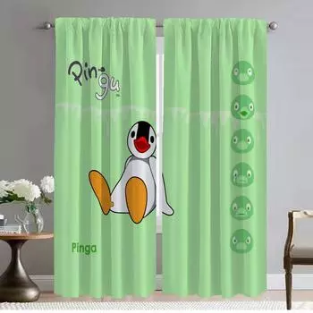 Pingu Shades Blackout Curtains 2 Pieces Home Interior Curtains for Living Room Curtain Halloween Decoration Tulle for Bedroom W50xH70cmx2pcs-CL
