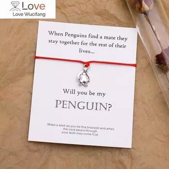 Пингвин Браслет Желаний Пингвин Браслет Дружбы Пингвин Дух Животное Браслет Пингвин Ювелирные Изделия Для Женщин Мужчин Любовников Подарок красный