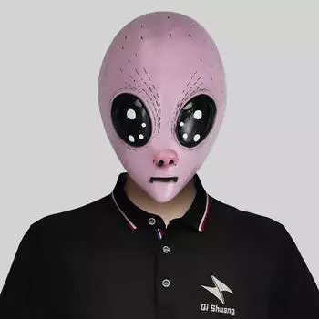Pink Alien Spooky Face Mask With Big Eyes For Halloween Parties And Events Costume