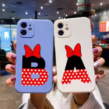 Pink Alphabet Letter Cute Square Liquid Silicone Phone Case For iPhone 14 11 12 13 Pro Max Mini X XS XR 7 8 Plus SE2 DIY Cover iPhone 14 Pro