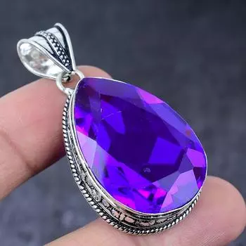 Pink Amethyst Gemstone Handmade 925 Sterling Silver Jewelry Pendant 2.13 F9E45