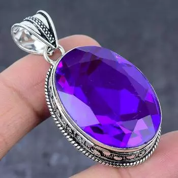 Pink Amethyst Gemstone Handmade 925 Sterling Silver Jewelry Pendant 2.17 b7m10