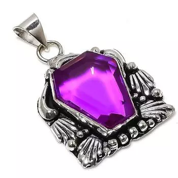 Pink Amethyst Gemstone Handmade 925 Sterling Silver Jewelry Pendant 1.77 y2h15