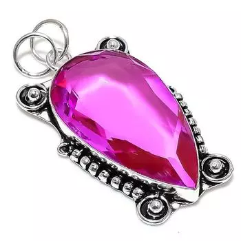 Pink Amethyst Gemstone Handmade 925 Sterling Silver Jewelry Pendant 2.44 A1y11