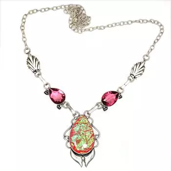 Pink Austrelian Opal Gemstone Mother s Day Silver Jewelry Necklace 20 in