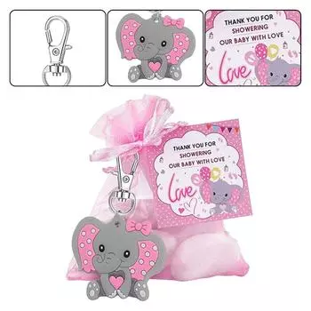 Pink Baby Shower Favors Drawstring Bags Thank You Cards Baby Shower Favors for Guests Elephant Keychains Elephant