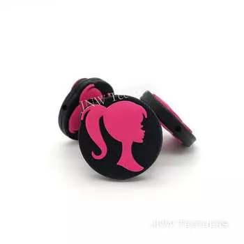 Pink Barb Round Silicone Focal Beads Pack 10