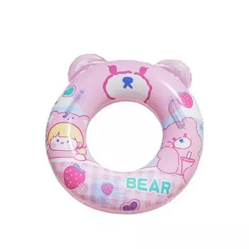 Pink Bear Swimming Circle Childrens Cartoon Water Playing Outdoor Toy Inflatable StyleA