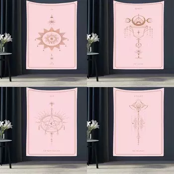 Розовый мультяшный гадание напечатанный гобелен офисный гостиный гобелен украшение стены дома гобелен 100x75cm