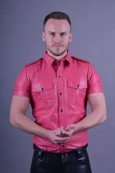 Розовая повседневная рубашка из 100% овчины для вечеринок, стильная мужская рубашка ручной работы, официальная XS розовый