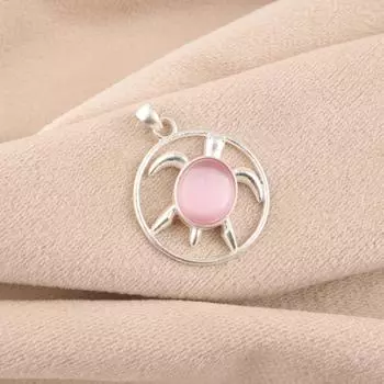 Pink Cat s Eye Gemstone 925 Stamped Silver Jewelry Handmade Pendant Gift For Her CP-2-43