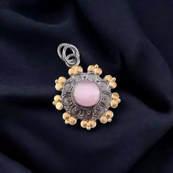 Pink Cat s Eye Gemstone 925 Sterling Silver Jewelry Handcrafted Pendant 1.26 PP-32-45