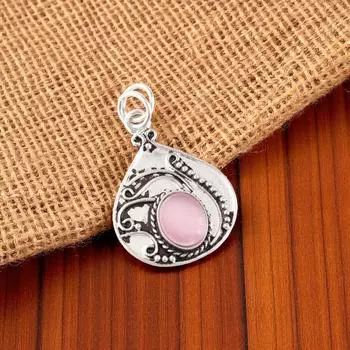 Pink Cat s Eye Gemstone 925 Sterling Silver Jewelry Handmade Women Pendant 1.45 PP-27-40