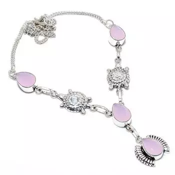 Ювелирные изделия из серебра 925 пробы с розовым халцедоном 18 дюймов u8i28 розовый