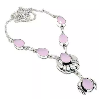 Ювелирные изделия из серебра 925 пробы с розовым халцедоном, 18 дюймов Z8P47 розовый