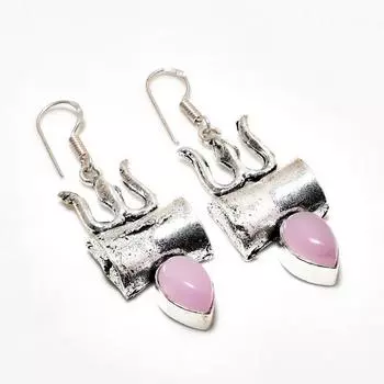 Ювелирные серьги ручной работы с розовым халцедоном, посеребренные 925 пробы, 2,08 дюйма