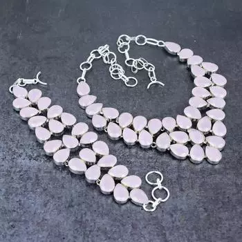 Pink Chalcedony Gemstone Handmade 925 Sterling Silver Jewelry Set S2N19