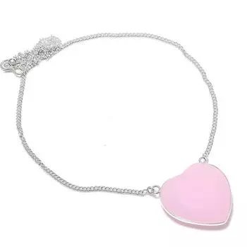 Pink Chalcedony Gemstone Handmade 925 Sterling Silver Jewelry Necklace 18 T0C85