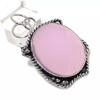 Pink Chalcedony Gemstone Handmade 925 Sterling Silver Jewelry Pendant 2.01 C5n50