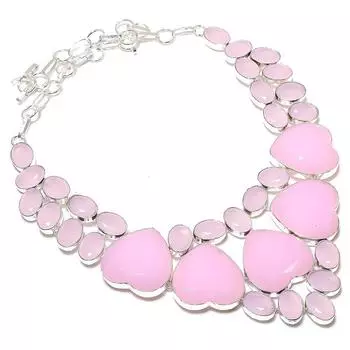 Pink Chalcedony Handmade 925 Sterling Silver Jewelry Necklace 18 R8U23