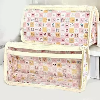 Pink Checkered Cartoon Transparent Pencil Case High Appearance Super Cute Large Capacity Stationery Box Storage Box