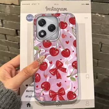 Pink Cherry Bow Girls Women Phone Case For Honor 400 Pro X9c Magic7 Magic6 200 Lite Smart X9a X8a X8b X8c X7c X8 Fundas Cover Honor X9a 5G белый