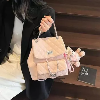 Pink Classic Style Exquisite Chain Backpack Bags Women s 2025 New Arrival Accessible Luxury Minority Fashion Fancy Backpack Pink + pendant